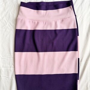 LuLaRoe Purple and Pink Striped Cassie Pencil Skirt